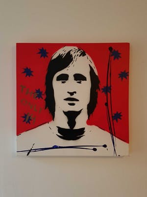 Niet of onleesbaar gesigneerd - Street Art gemengde techniek van Johan Cruyff met echtheidscertificaat. kopen? Bied vanaf 10!