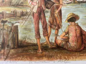 Jaques Lalande - Litho, Titel, Les petits pecheurs. kopen? Bied vanaf 50!