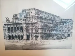 Niet of onleesbaar gesigneerd - Prachtige tekening Staatsopera Wenen kopen? Bied vanaf 1!