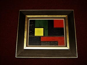 Pjotr van Oorschot - Geometrische Hout en Acrylverf Collage "Hommage a de Stijl" gesigneerd kopen? Bied vanaf 10!