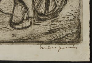 Niet of onleesbaar gesigneerd - Ets, Z.T. Mannen met kar kopen? Bied vanaf 10!