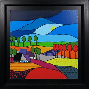 Kees Kooy - Zeefdruk, Bloeiende Velden - Ingelijst kopen? Bied vanaf 70!