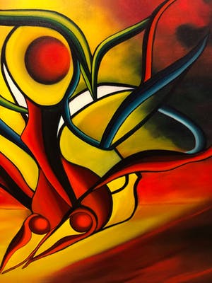 Maartje Wijngaarden - Schilderij met mooie kleuren. kopen? Bied vanaf 150!