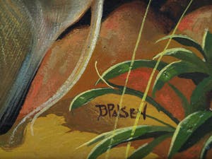 J.B. Palsen - Olieverf op doek , Tropische vissen in aquarium - ingelijst – ca 1960 kopen? Bied vanaf 50!