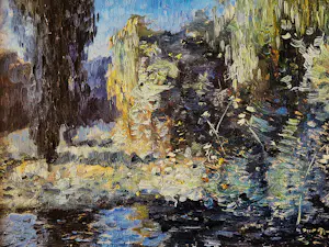 Piet Rackwitsz - Maginifiek in 1916 gemaakt pointillistisch olieverf "nachtelijk landschap" kopen? Bied vanaf 358!