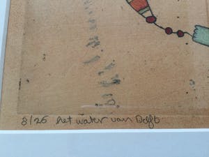 Ellen van Toor - het water van Delft | kleurenets met gemengde techniek kopen? Bied vanaf 65!