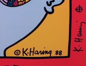 Keith Haring - Gesigneerd: Fill your head with fun! Start reading! - Ingelijst kopen? Bied vanaf 350!
