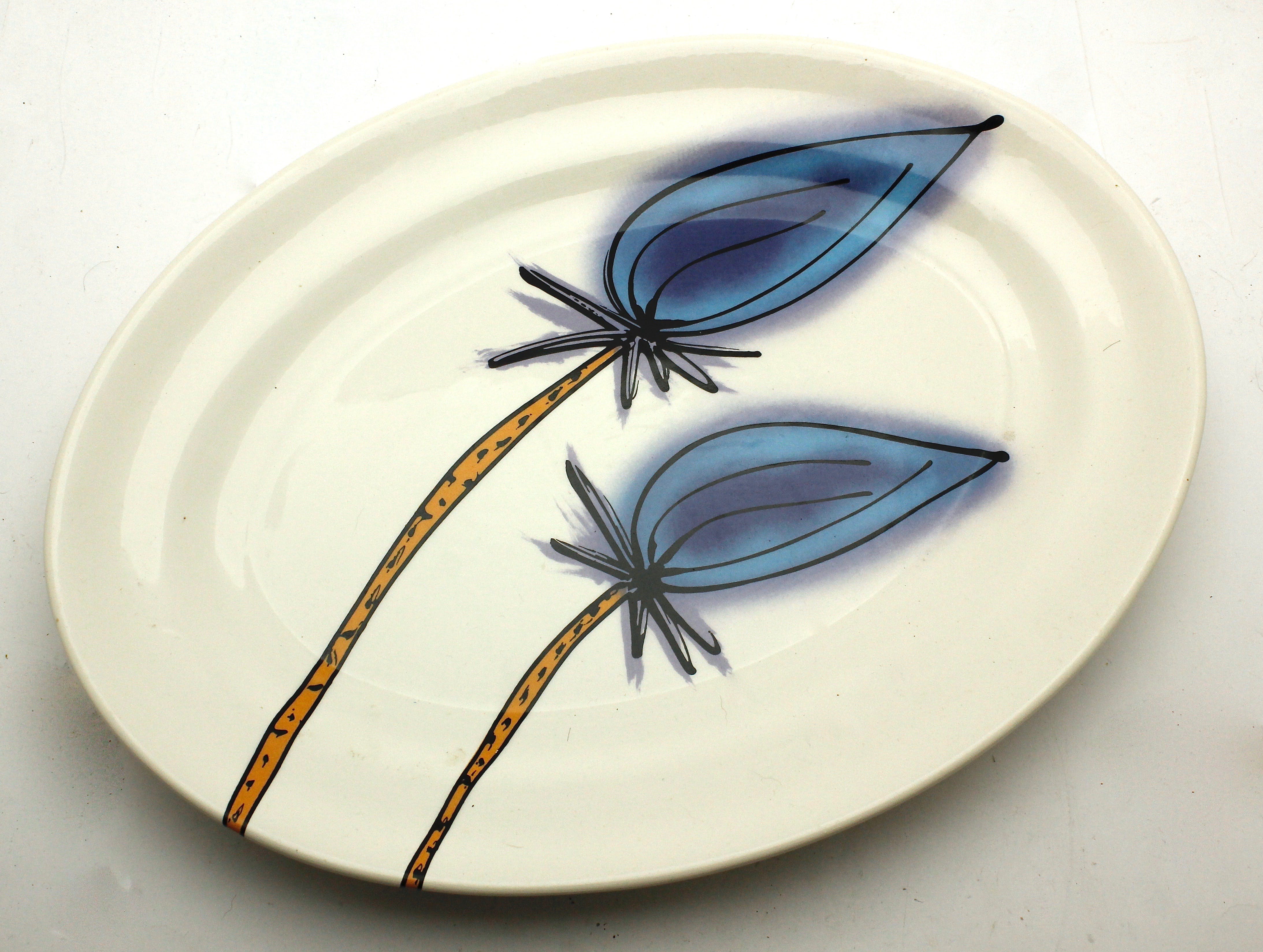 Jan Kamphuis - Grote schaal met floraal decor - 1980's verkocht voor € 9!