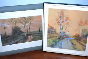 Casper Marinus Kouw - 2 landschappen, 1x onbekend - mooi ingelijst vendu pour 60€ !