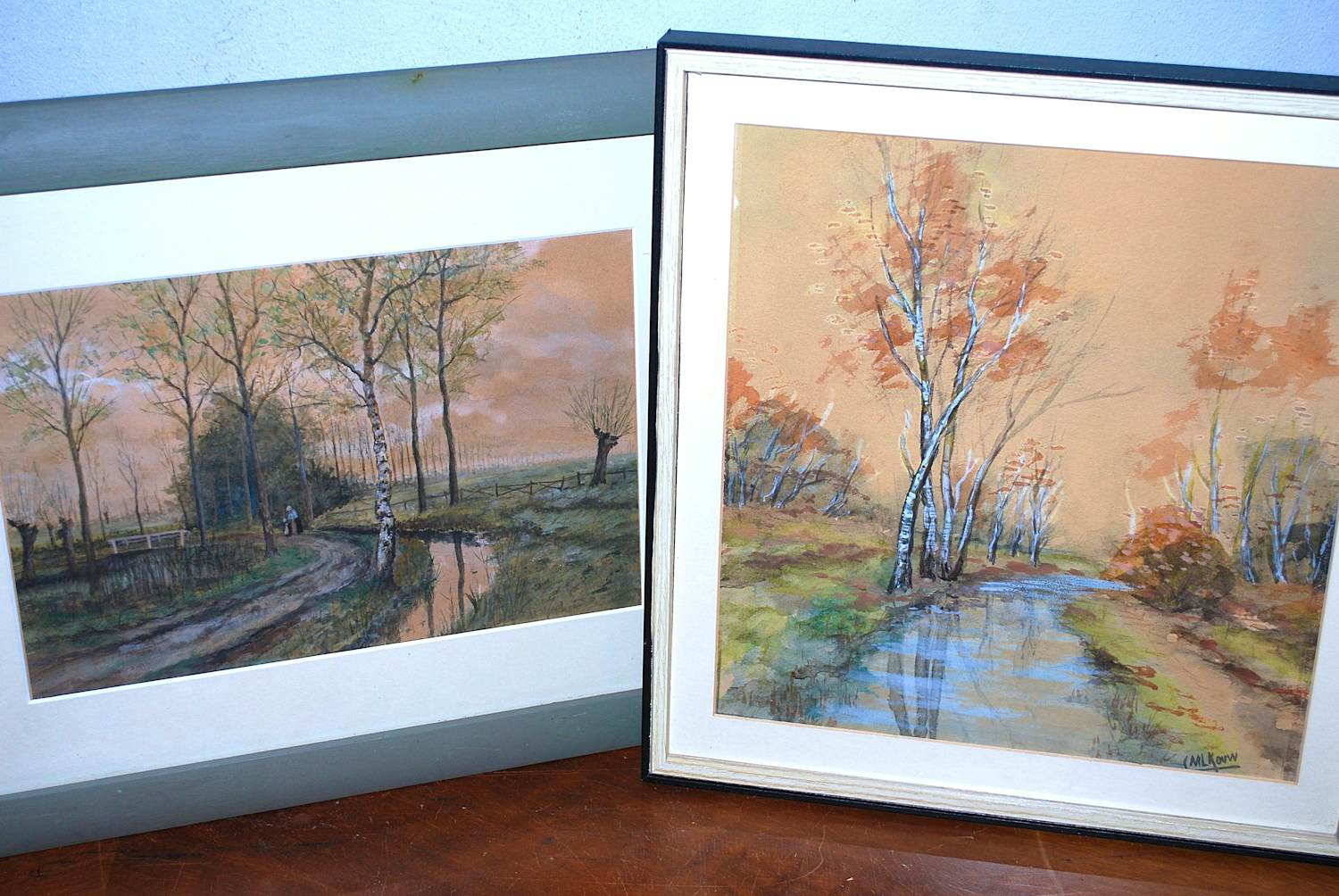 Casper Marinus Kouw - 2 landschappen, 1x onbekend - mooi ingelijst kopen? Bied vanaf 75!