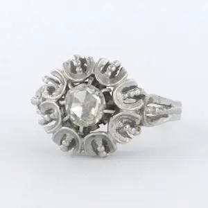 18k witgouden ring met roos geslepen diamant tot. 0.40ct – F/G - VS/SI kopen? Bied vanaf 625!