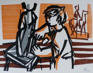 Rob Cox - Rob Cox - houtsnede: Beeldhouwer - 1961 kopen? Bied vanaf 35!