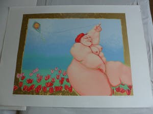 Ada Breedveld - Zeefdruk,Titel, "Vlieger". kopen? Bied vanaf 50!