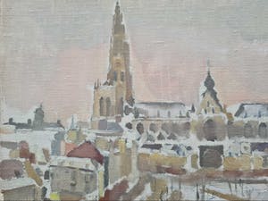 Niet of onleesbaar gesigneerd - Stadsgezicht in de Sneeuw kopen? Bied vanaf 1!