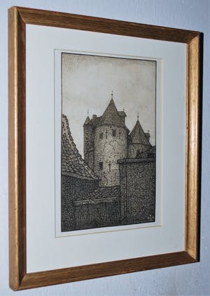 Marius Johannes Janssen - 2 etsen: Sassenpoort Zwolle-+-Gevangenpoort Bergen op Zoom (onbek.monogram) kopen? Bied vanaf 45!