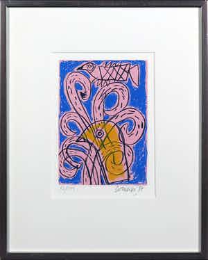 Corneille - Zeefdruk, Allegro I - Ingelijst verkocht voor € 100!