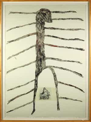 Shelagh Keeley - Oost-Indische inkt en transfer, Zonder titel - Ingelijst (Groot) verkocht voor € 1!