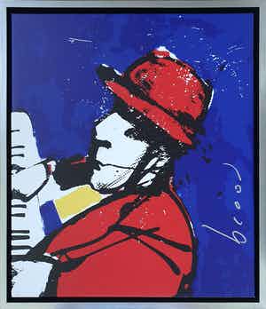 Herman Brood - 'Ik met hoed' - Nieuw ingelijst verkocht voor € 590!