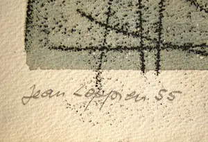 Jean Leppien - Trois cales suspendus - 1955 - Houtsnede met handkleuring - Handgesigneerd kopen? Bied vanaf 250!