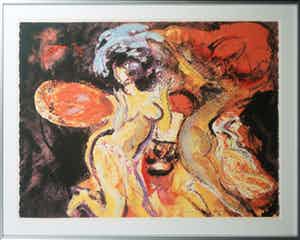 Luis Filcer - Zeefdruk, Model - Ingelijst verkocht voor € 35!