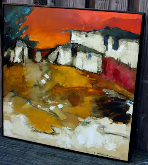 Machiel Hopman - Ingelijste olieverf op paneel: Landschap kopen? Bied vanaf 475!