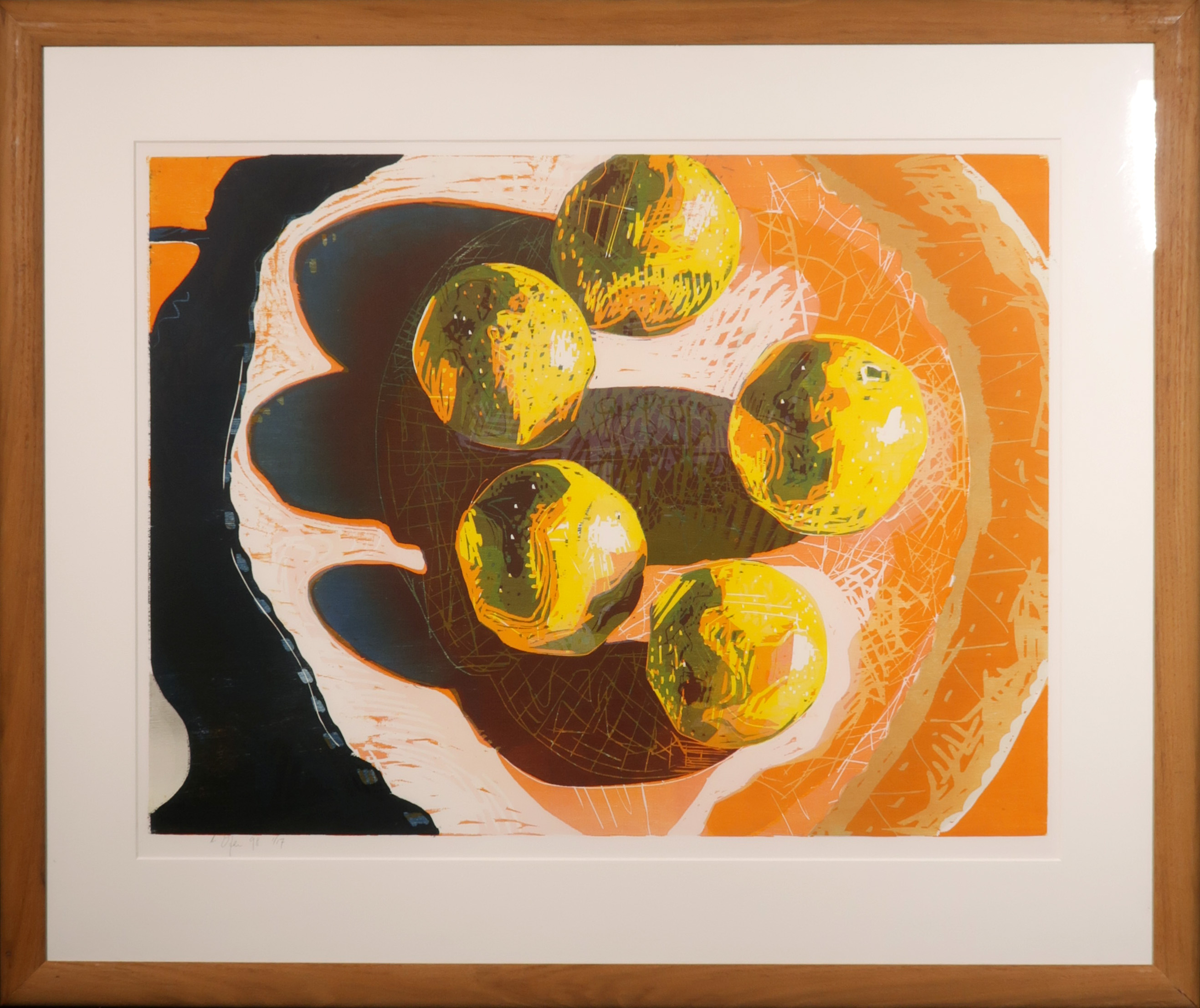 Vincent van Ojen - Houtsnede, Zonder titel - Ingelijst (groot) verkocht voor € 60!