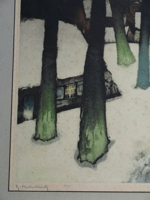 Roger Hebbelinck - naar Albert Saverys - Kleurenets , Paysage d’Hiver / Winterlandschap - GROOT kopen? Bied vanaf 10!