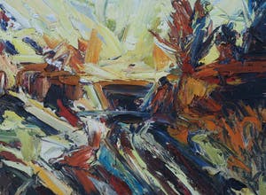 Berry Brugman - Olieverf op board, Weglandschap - Ingelijst kopen? Bied vanaf 200!