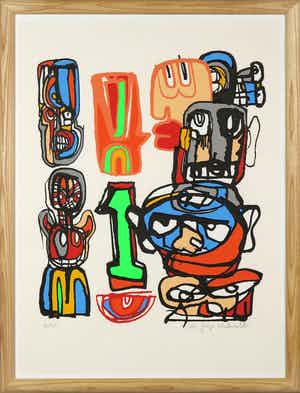 George Heidweiller - Zeefdruk, Zonder titel - Ingelijst verkocht voor € 80!