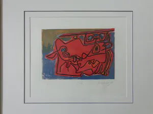 Corneille - ABSTRACTIE / KLEURETS / 83x91cm / KADER / SIG / 1988 / GROOT FORMAAT kopen? Bied vanaf 125!