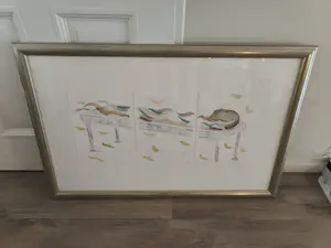Buy Jörg Remé - Origineel drieluik (inkt en aquarel op papier) – gesigneerd – ingelijst? Bid from 300!