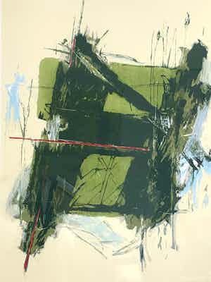 Arty Grimm - Abstracte compositie - Zeefdruk, Ingelijst (Groot) verkocht voor € 120!