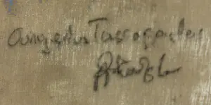 Angelos Tassopoulos - Olieverf op doek, Abstracte compositie met ijzeren figuren - Zeer groot kopen? Bied vanaf 400!