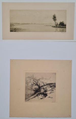 Dirk Harting - Twee handgesigneerde landschapsetsjes kopen? Bied vanaf 60!
