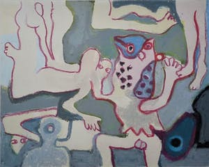 Ed Dukkers - Fantasievoorstelling met diverse figuren. kopen? Bied vanaf 95!