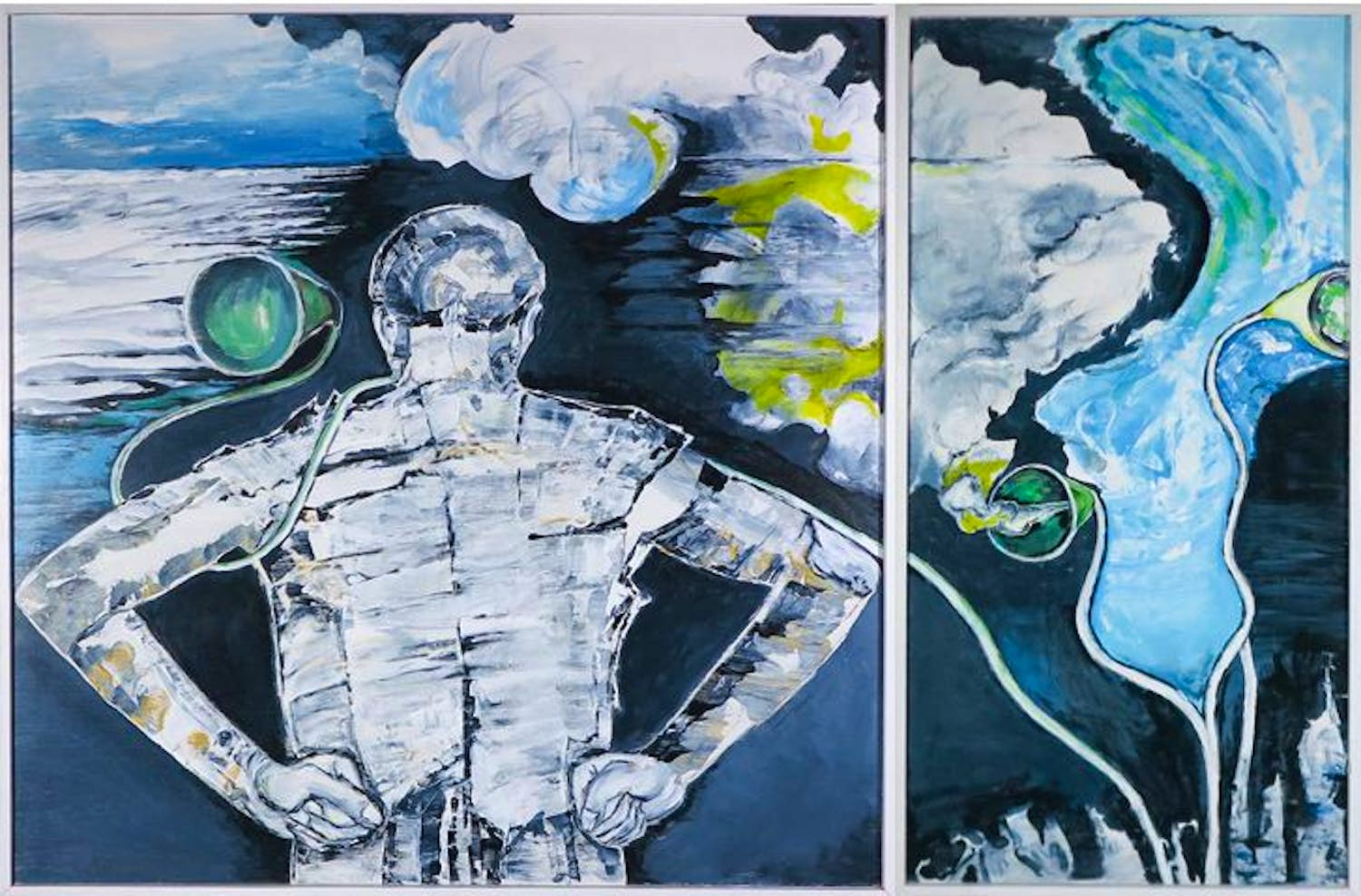 Sophie Mellema - Acryl op paneel, Hemel en aarde II (tweeluik) - Ingelijst (Groot) kaufen? Bieten Sie von 100!