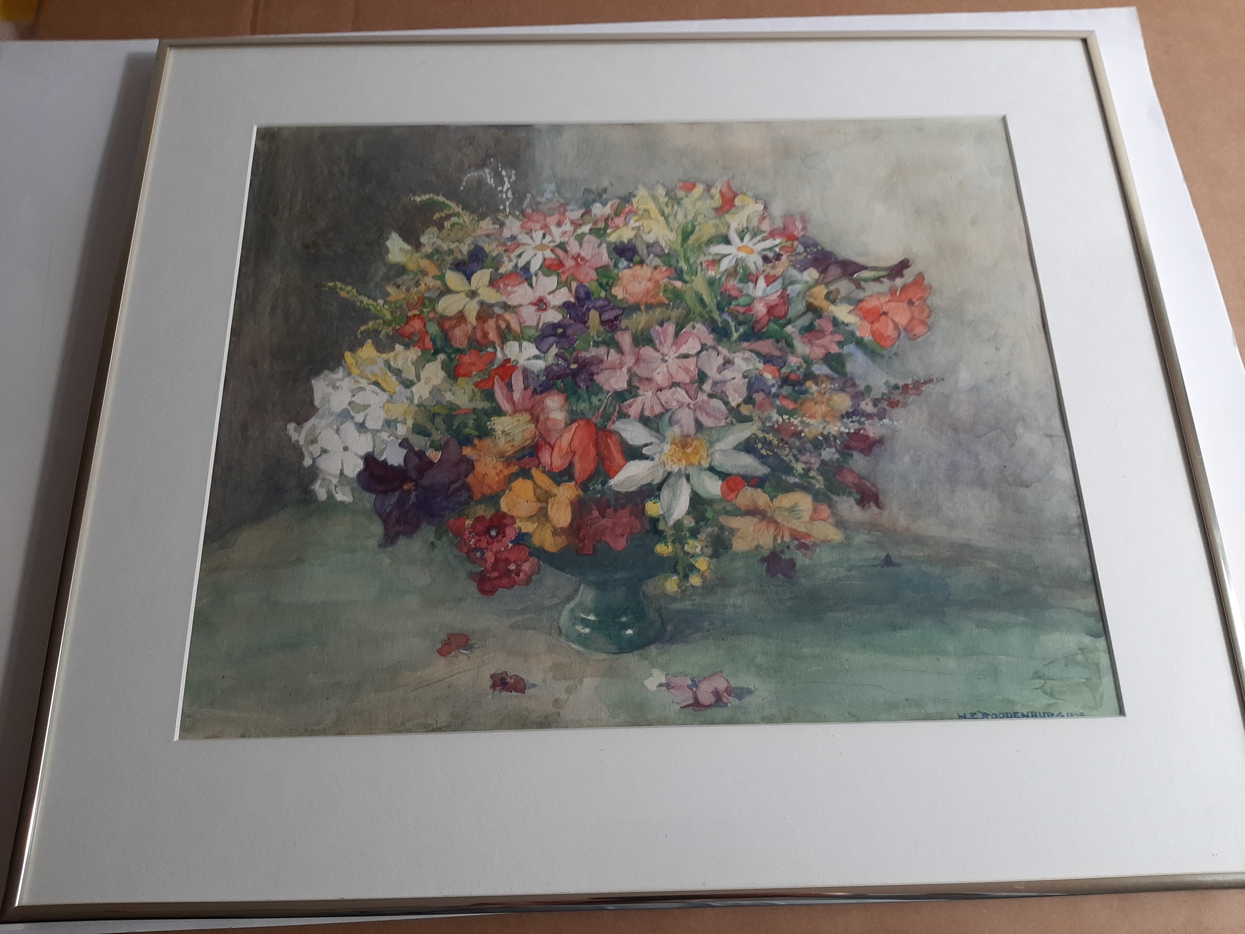 Hendrikus Roodenburg - Aquarel, Bloemenschaal kopen? Bied vanaf 60!