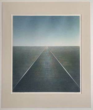 Willem de Vries - houtsnede | 'Landschap in perspectief III' | 1990 kopen? Bied vanaf 60!