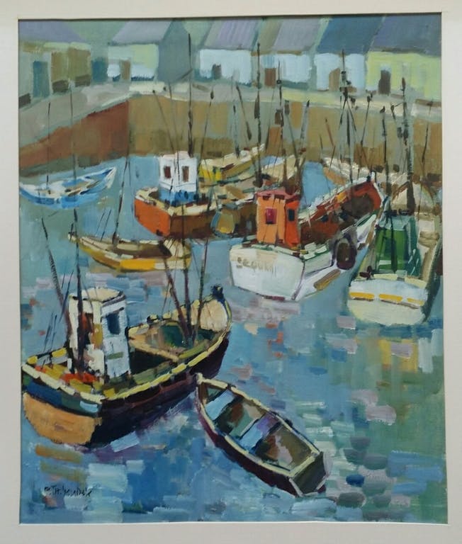 Bob Immink - Bob Immink. Olieverf op doek. Haven in Zuid-Europa. verkocht voor € 129!