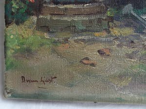 Arnout van Gilst - Olieverf op doek, boerderij met waterpomp – gesigneerd – ca 1945 kopen? Bied vanaf 35!