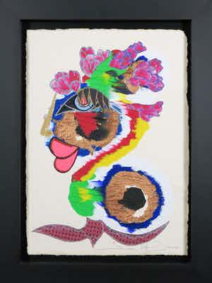 Simon & Bruno - Gemengde techniek op papier, Z.T. Ogen - Ingelijst verkocht voor € 50!