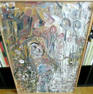 Jacques Slegers - ABSTRACTIE / OLIEVERF PANEEL / 102x72cm / KADER / SIG verkocht voor € 35!