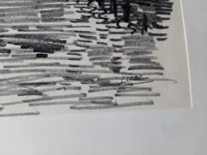 Hugo Liebe - Krijttekening, Haventje te Rijpwetering bij avond. kopen? Bied vanaf 20!