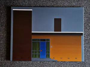 Frank Lenferink - prachtig olieverf doek schilderij "bungalow bij invallende nacht" groot & ZGAN kopen? Bied vanaf 350!