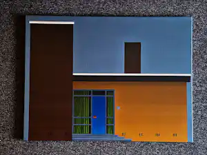 Frank Lenferink - prachtig olieverf doek schilderij "bungalow bij invallende nacht" groot & ZGAN verkauft für € 260!