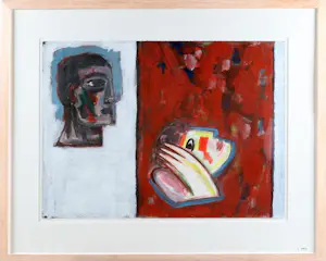 Yvan Theys - gemengde techniek op papier - 1983 - ingelijst. kopen? Bied vanaf 375!