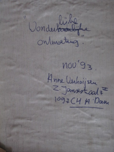 Anne Verhoijsen - GROOT expressionistisch olieverf - Naïeve kunst "de wonderlijke ontmoeting" kopen? Bied vanaf 1!