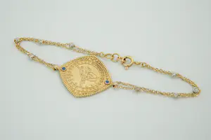 12-  Fijn 18 Krt bi colour gouden armbandje - klein model - met blauwe steentjes kopen? Bied vanaf 210!