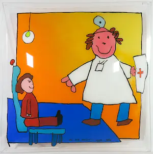 Ella Steenmeijer - Acryl op koepelvormig plexiglas, Kindertekening kopen? Bied vanaf 1!