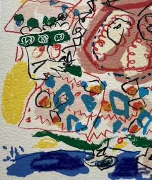 Kees Salentijn - mooie zeefdruk op geschept papier van een mens kopen? Bied vanaf 50!